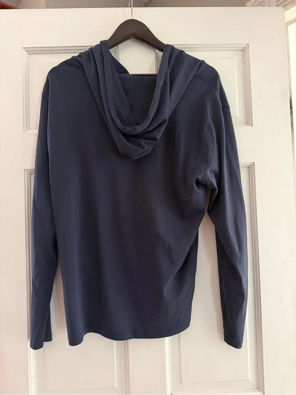 Robert Barakett Mens Large Navy Pima Cotton Henley Hoodie Excellent Condition